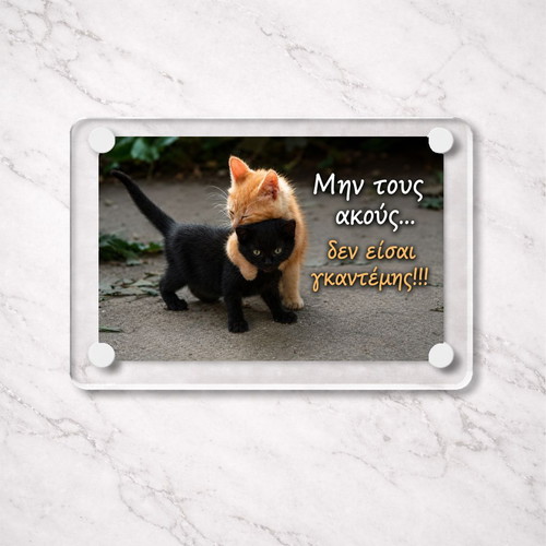 Acrylic fridge magnet 9x6cm "Μην τους ακούς..." new