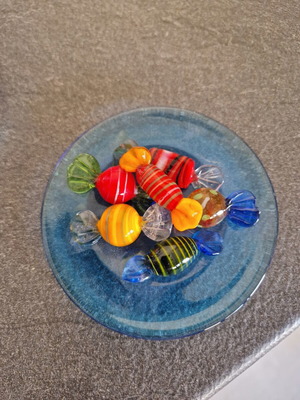 Plates used, glass candy set