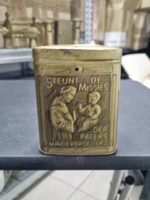 Dutch metal money box used, bronze finish