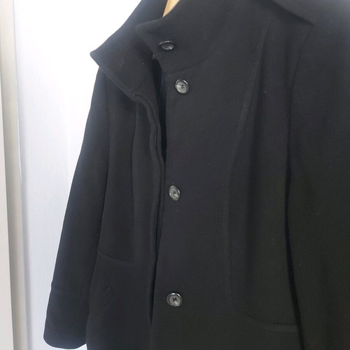 Black long coat wool&casmere like new, size S