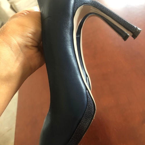 Fratelli Karida leather peep-toe pumps, blue, heel 8 cm