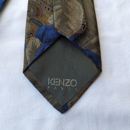 Kenzo tie used, 100% silk blue, gray and gold
