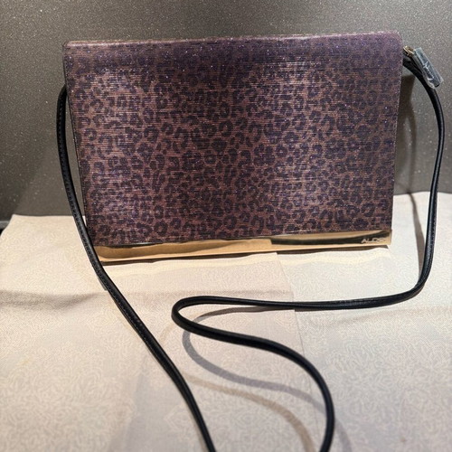 Aldo Elegant Clutch Crossbody Bag Like New Purple Animal Print