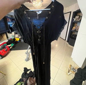 black long dress medium new gold details