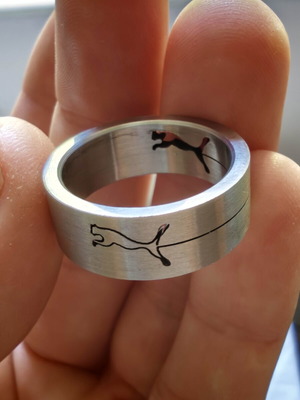 Medical Steel Ring with Puma Design, Matte Finish