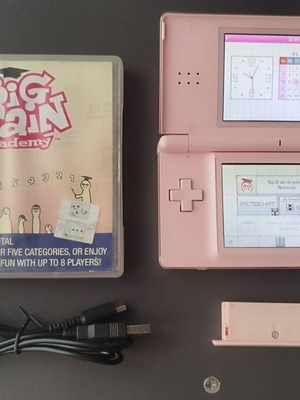Nintendo DS Lite Pink used with game and USB charger