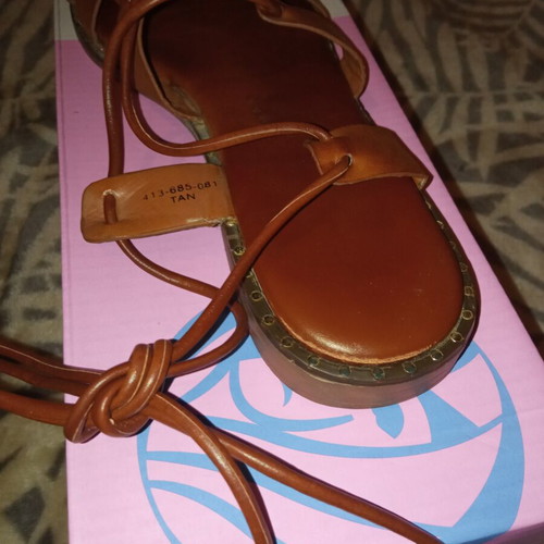 Women's sandals used, size 37, brown synthetic leather