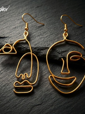 Personae handmade statement earrings new, gold tone