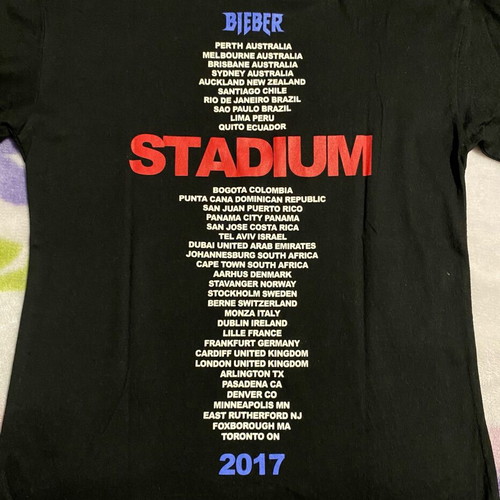 H&M Justin Bieber t shirt black with red logo like new