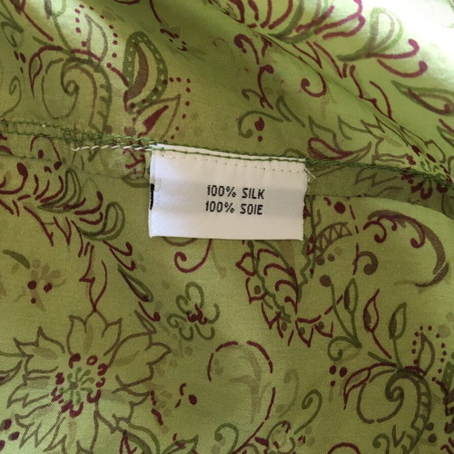 Silk skirt with embroidered details, green and turquoise, size L
