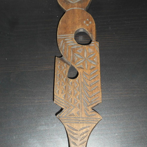 Carved wooden spoon with fork rustic kitchen decoration used