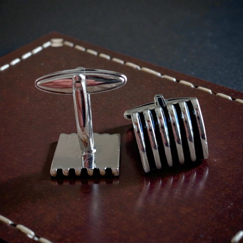 Steel cufflinks with enamel, like new