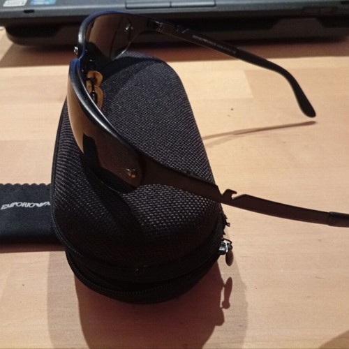 Emporio Armani sunglasses used, black with lens wear