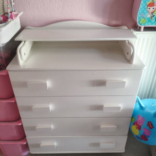 White dresser with shelf convertible to baby changing table