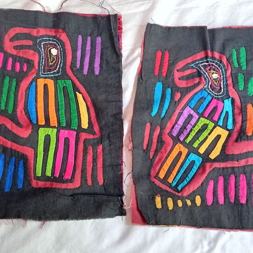 Molas handmade patchwork pair from Kuna, Colombia