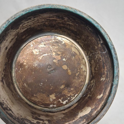 Lenk Austria Art Nouveau Bronze Silver-Plated Brass Vase used, 34 cm
