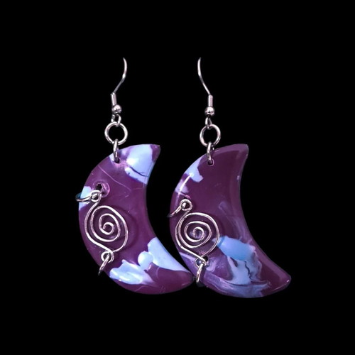 Moon Phase Earrings new, blue and purple