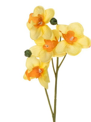 Set of 3 decorative yellow orchid flowers 36cm