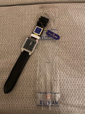 Vintage Swiscardin wristwatch new, men's, black and silver