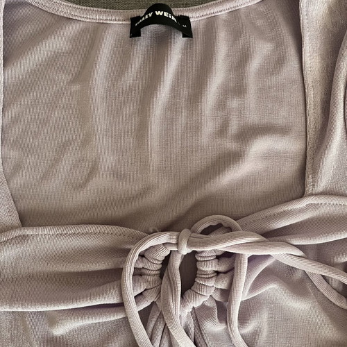 Tally Weijl Lilac Velvet Crop Top Like New, Tie Front