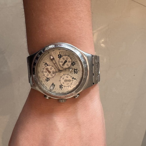 Swatch Irony Chrono Cadmos White watch used, stainless steel, unisex