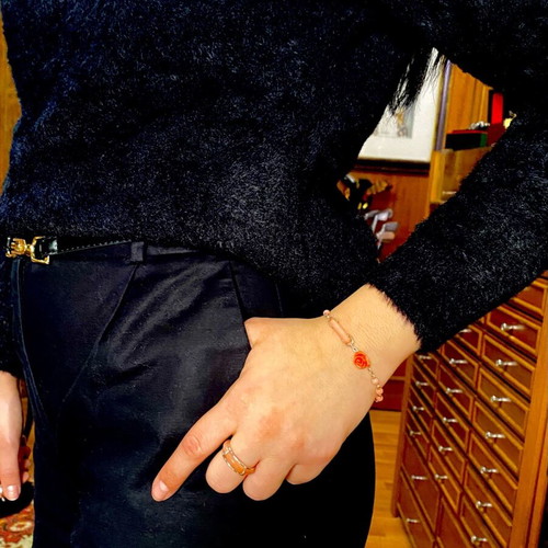 Silver bracelet with coral new, pink and orange