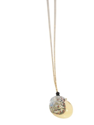 Swarovski Cream Pendant Necklace with Pavé Crystals and Gold Chain used