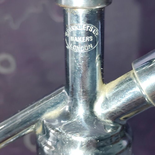 Siphon vintage used glass with metal mesh and chrome head