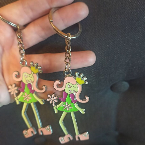 Modern girl keychain with princess crown like new