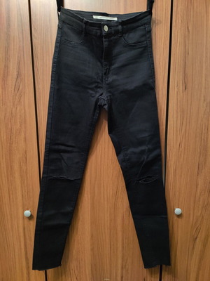 Zara black jeans used with rips and frayed hems, size S