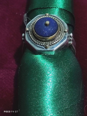 Χειροποίητο ασημένιο δαχτυλίδι vintage με πέτρα λάπις λάζουλι σαν καινούργιο