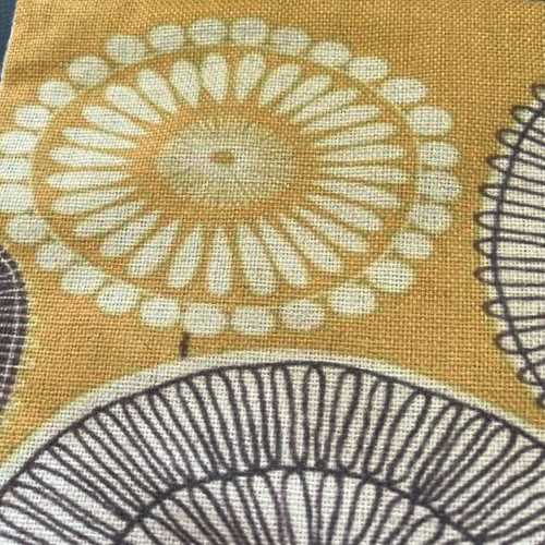 Cushion cover for sofa 45x45 used, mustard with floral pattern