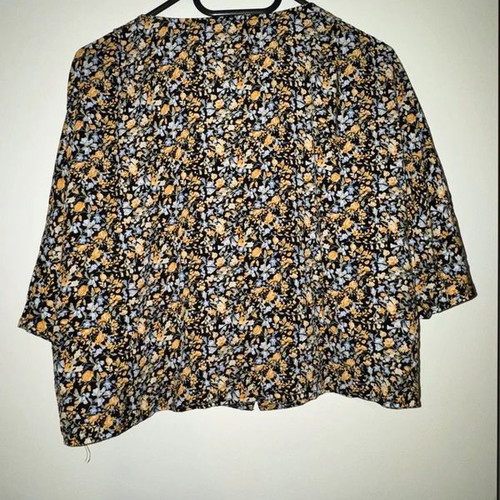 24Colours blouse with floral print, black ochre blue, size 40