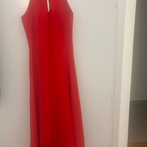 Midi coral dress like new, medium, with sexy back opening