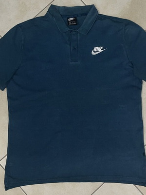 Nike Men Polo Shirt petrol blue embroidered swoosh logo size L like new