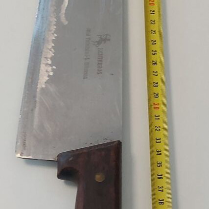 Professional butcher knives, used, with sharpener