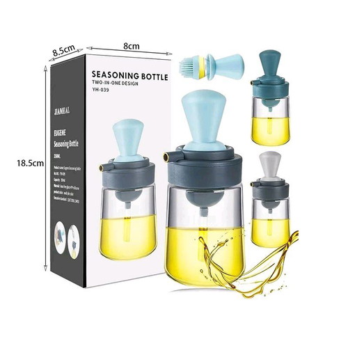 Glass oil container with silicone brush and dropper new