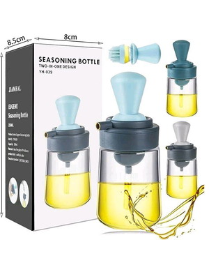 Glass oil container with silicone brush and dropper new