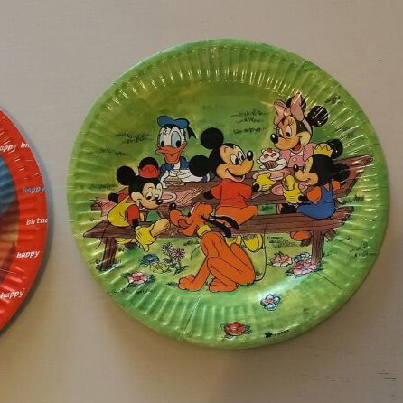 Birthday plates used, set of 3 pieces