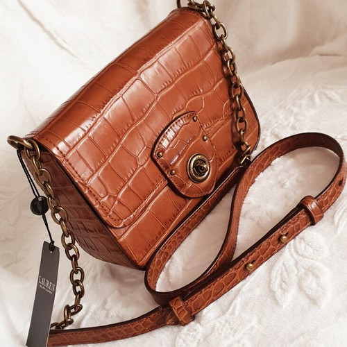 Ralph Lauren crossbody bag brown genuine leather new