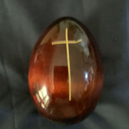 Handmade Wooden Decorative Egg with Jesus Christ Pantokrator Image like new