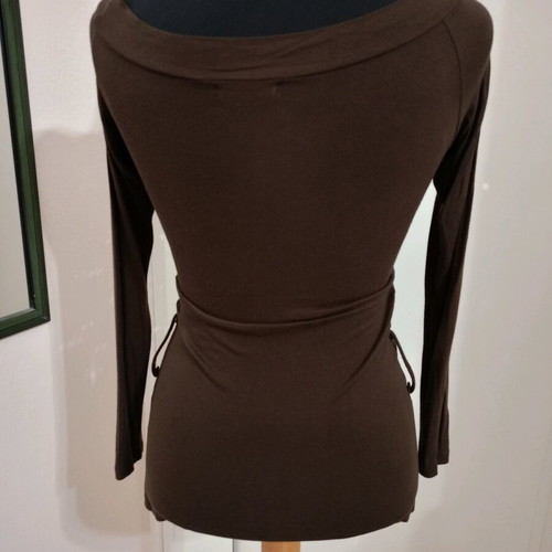 Y2K long-sleeve vintage top with brown and silver sequins, like new, size Small