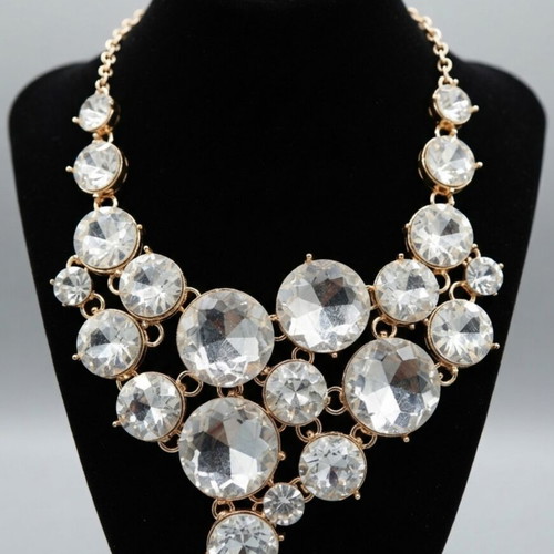 Gold necklace with crystals
