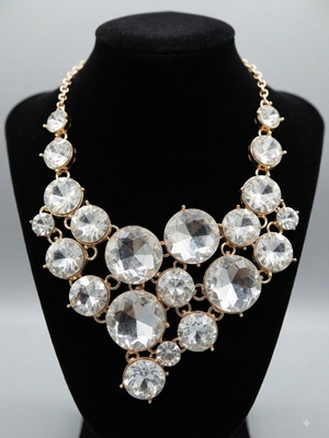 Gold necklace with crystals
