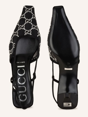 Gucci Crystal γυναικεία παπούτσια νέα με κρύσταλλα, χαμηλό σταθερό τακούνι