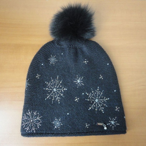 Italian Vizio Collezione hat like new with Swarovski crystals, black