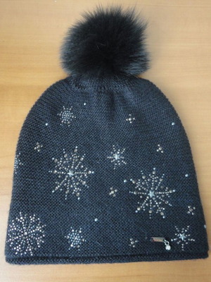 Italian Vizio Collezione hat like new with Swarovski crystals, black