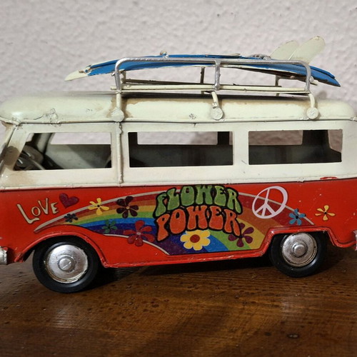 Vintage metal Hippie Van Volkswagen Type 2 like new