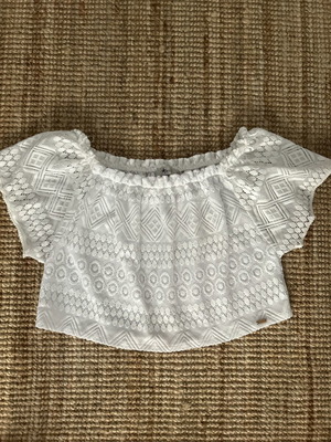 Hype White Knitted Off-Shoulder Cropped Top Like New