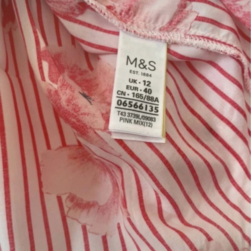 Floral shirt Marks & Spencer like new, size L, white and red